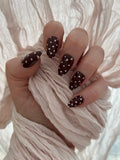 Mocha Polka Press-On Nails (medium almond)