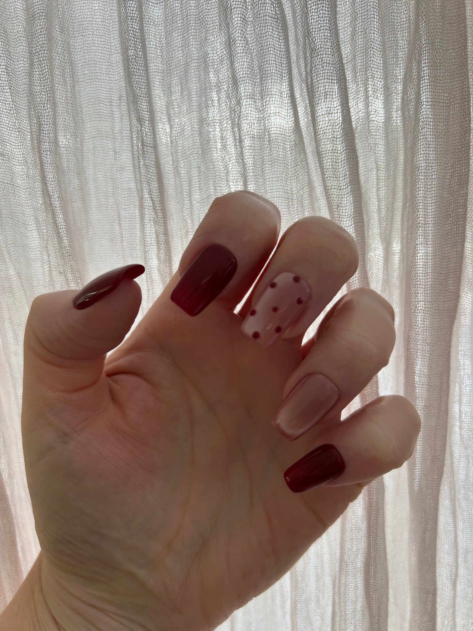 Cherry Kiss handmade Press-On Nails (medium coffin) - LARGE NAIL SIZE