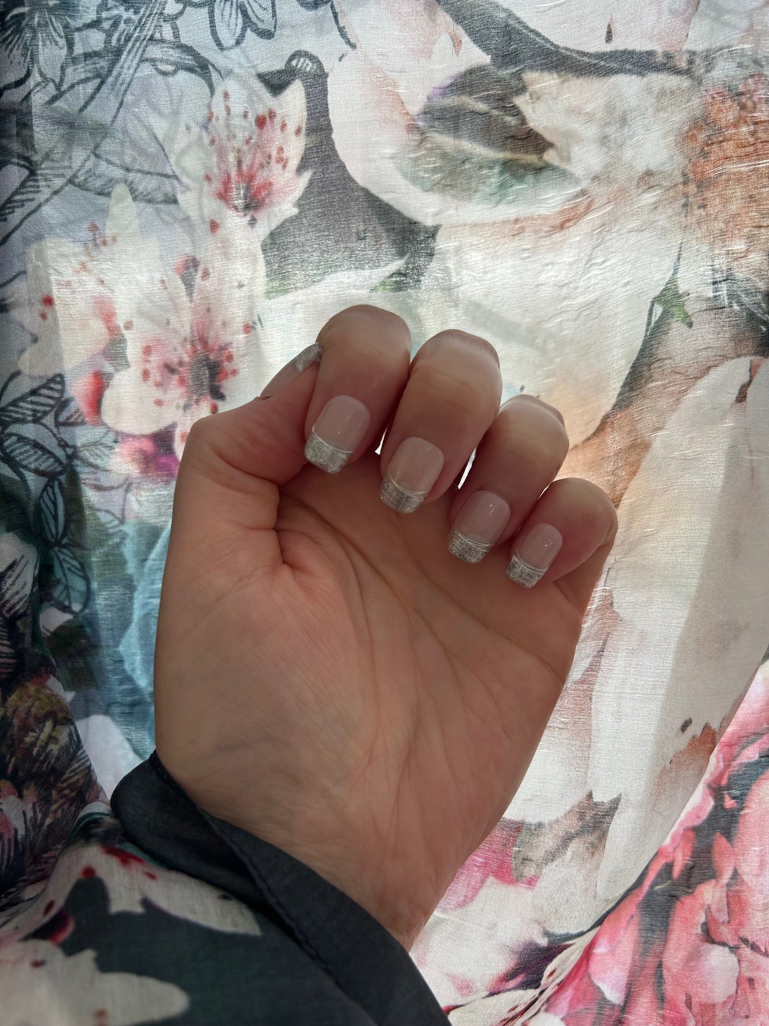 French Crystal handmade Press-On Nails (short square) - MEDIUM NAIL SIZE