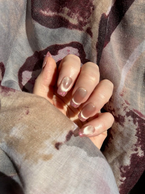 Pink Stardust handmade Press-On Nails (medium square) - MEDIUM NAIL SIZE