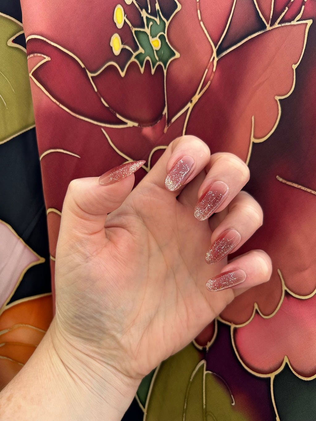 Sunset Glow handmade Press-On Nails (long oval) - MEDIUM NAIL SIZE