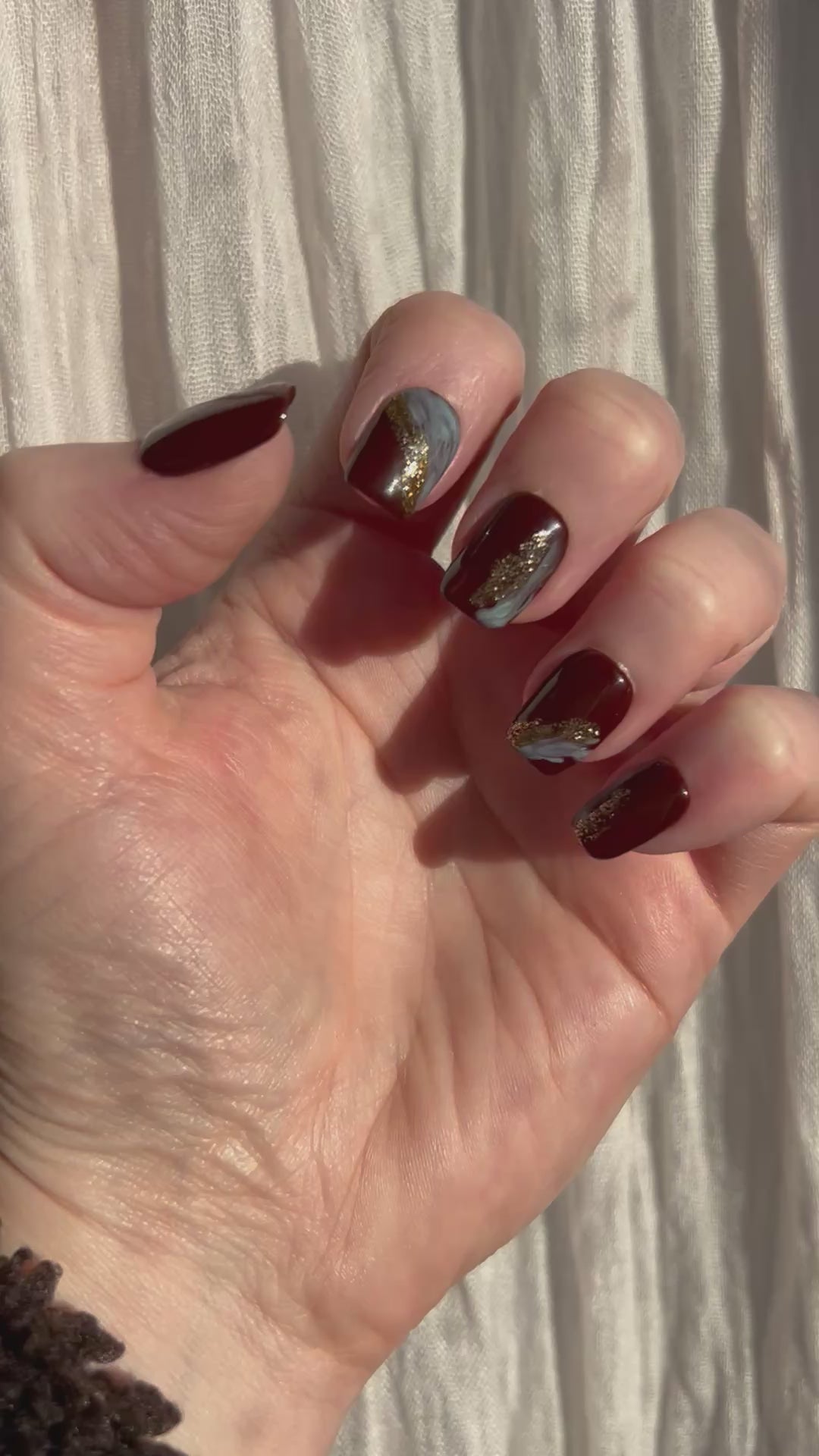 Cocoa Swirl handmade Press-On Nails (short square) - MEDIUM NAIL SIZE