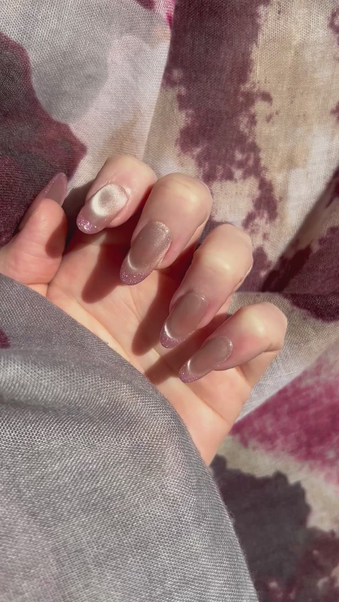 Pink Stardust handmade Press-On Nails (medium oval) - MEDIUM NAIL SIZE