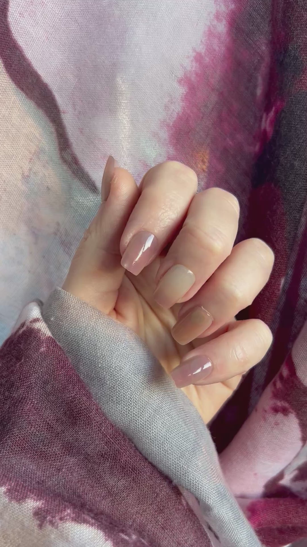 Pink Opal handmade Press-On Nails (short square) - MEDIUM NAIL SIZE
