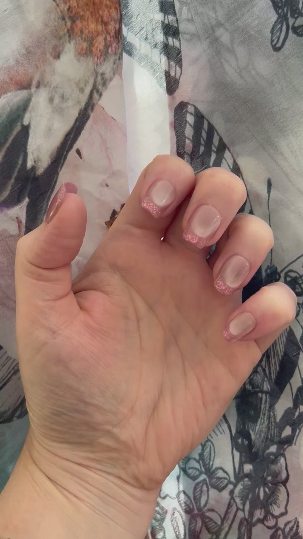Pink Stardust handmade Press-On Nails (short square) - MEDIUM NAIL SIZE