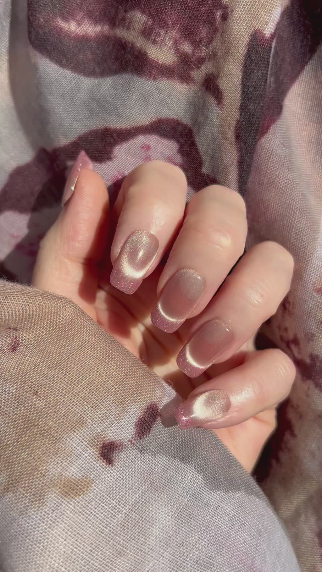 Pink Stardust handmade Press-On Nails (medium square) - MEDIUM NAIL SIZE