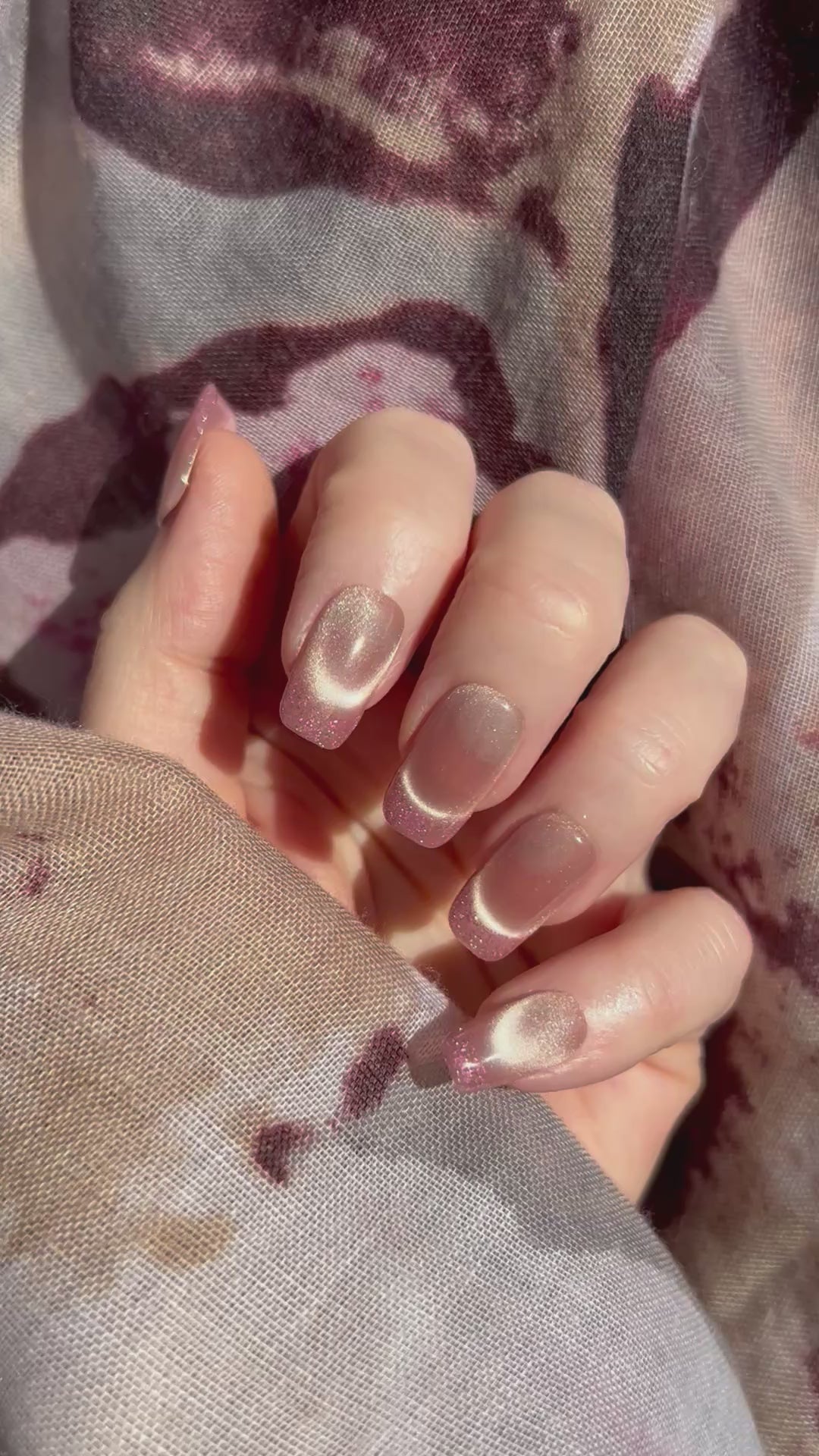 Pink Stardust handmade Press-On Nails (medium square) - MEDIUM NAIL SIZE