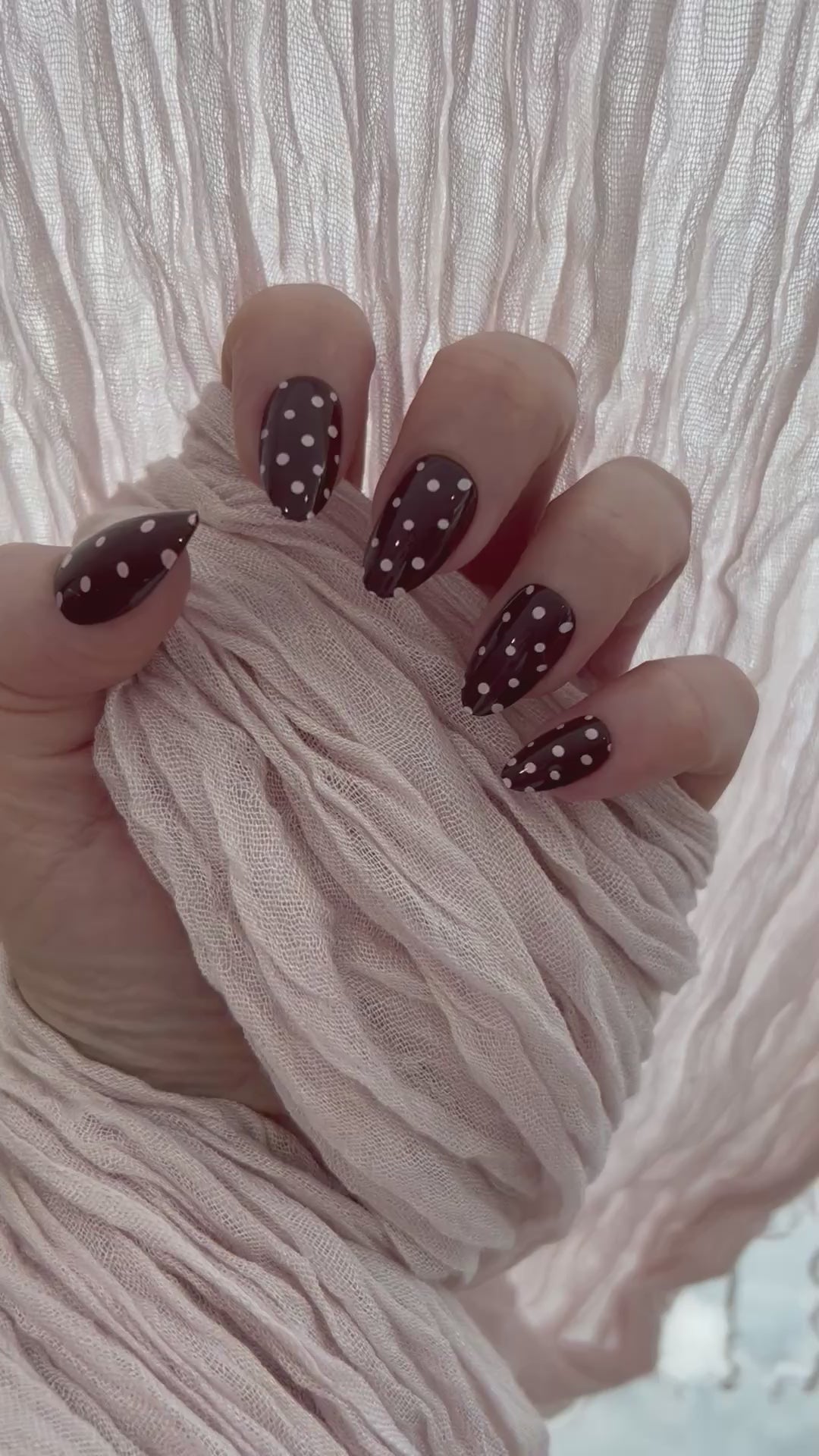 Mocha Polka Press-On Nails (medium almond)